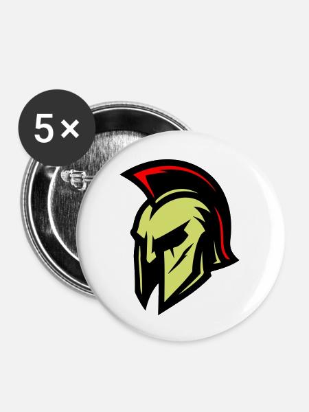 Gladiator Helm Sparta - Buttons klein 25 mm (5er Pack) - Weiß