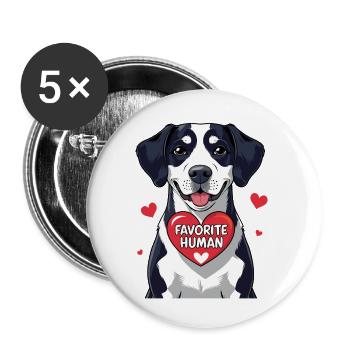Dog with Heart Favorite Person Message - Buttons small 1''/25 mm (5-pack) - white - Front