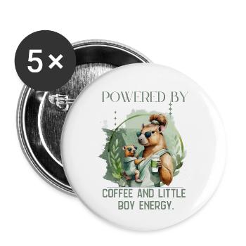 Boy Mom – Calm Energy | Gentle Motherhood - Buttons klein 25 mm (5er Pack) - Weiß - Vorne