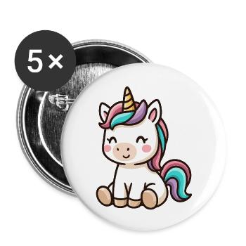 Pastell-Einhorn Kuscheltraum - Buttons klein 25 mm (5er Pack) - Weiß - Vorne