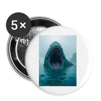 Hafgufa, giant sea-mouth beast of Norse North Sea - Buttons small 1''/25 mm (5-pack) - white - Front