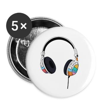 Kophörer Headset Comic Style - Buttons klein 25 mm (5er Pack) - Weiß - Vorne