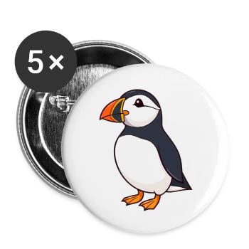 Papageientaucher Puffin - Buttons klein 25 mm (5er Pack) - Weiß - Vorne