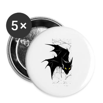 Nightmare Bat – Gothic Horror Vampir Kreatur Kunst - Buttons klein 25 mm (5er Pack) - Weiß - Vorne