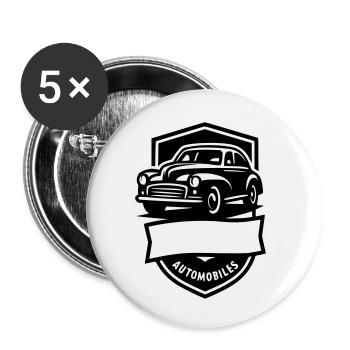 Oldtimer Automobil - Buttons klein 25 mm (5er Pack) - Weiß - Vorne