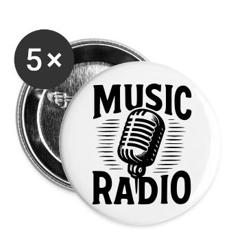 Musikradio - Buttons klein 25 mm (5er Pack) - Weiß - Vorne
