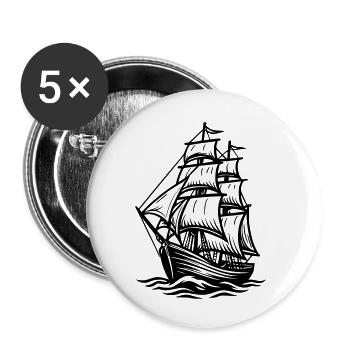 Sailing ship - Buttons small 1''/25 mm (5-pack) - white - Front