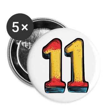 11 Number Comic - Buttons small 1''/25 mm (5-pack) - white - Front
