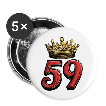 59 Zahl Krone - Buttons klein 25 mm (5er Pack) - Weiß - Vorne