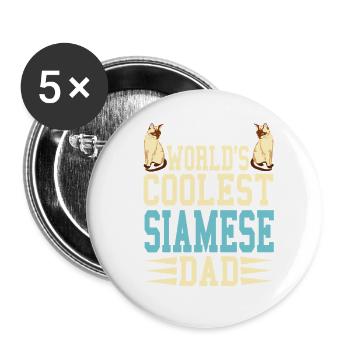 World's Coolest Siamese Cat Dad - Buttons klein 25 mm (5er Pack) - Weiß - Vorne