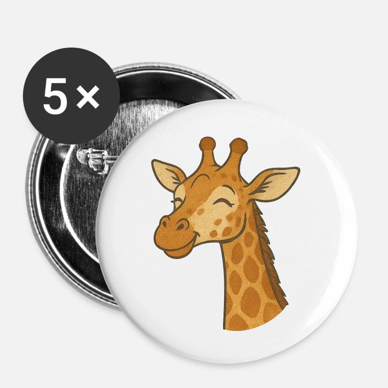 Giraffe - Buttons klein 25 mm (5er Pack) - Weiß
