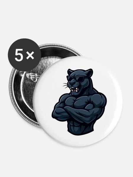 panther comic - Buttons klein 25 mm (5er Pack) - Weiß