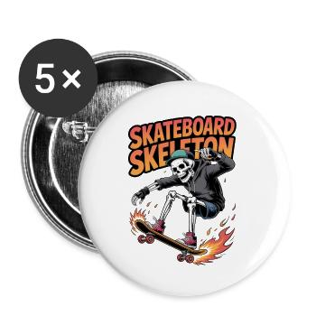 Skateboard Skeleton Dynamic Design - Buttons small 1''/25 mm (5-pack) - white - Front