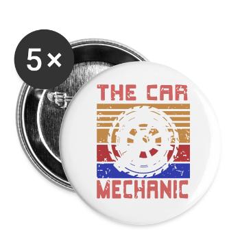 Retro Car Mechanic Gear Icon Auto Repair Life - Buttons small 1''/25 mm (5-pack) - white - Front