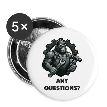 Strong gorilla forged motif - Buttons small 1''/25 mm (5-pack) - white - Front