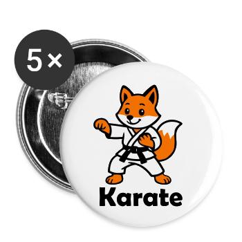 Karate Fox - Buttons small 1''/25 mm (5-pack) - white - Front