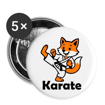 Karate Fox - Buttons small 1''/25 mm (5-pack) - white - Front