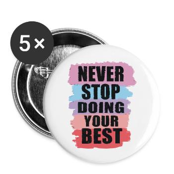 Motivierendes Design mit Farbblock-Textgestaltung - Buttons klein 25 mm (5er Pack) - Weiß - Vorne