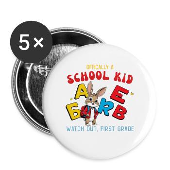 Écolier avec des lettres ABC - Lot de 5 petits badges (25 mm) - blanc - Devant
