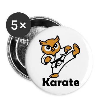 Karate Owl - Buttons small 1''/25 mm (5-pack) - white - Front