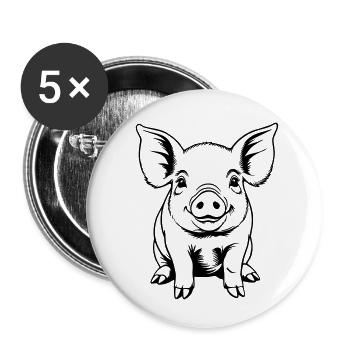 Schwein Sau Ferkel Ferkelchen Skizze Zeichnung - Buttons klein 25 mm (5er Pack) - Weiß - Vorne