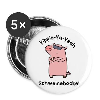 Yippie-Ya-Yeah Joue de porc - Lot de 5 petits badges (25 mm) - blanc - Devant