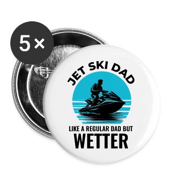 Jetski-Papa wie ein normaler Papa, nur feuchter - Buttons klein 25 mm (5er Pack) - Weiß - Vorne