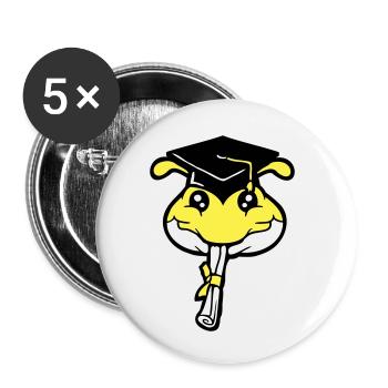 Raupe Schulabschluss Abitur bestanden College Wurm - Buttons klein 25 mm (5er Pack) - Weiß - Vorne