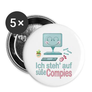 I'm into cute computers - Buttons small 1''/25 mm (5-pack) - white - Front