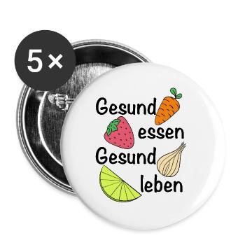 Manger sainement, vivre sainement | Nutrition - Lot de 5 petits badges (25 mm) - blanc - Devant