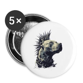 American Staffordshire Terrier Punk Rock - Lot de 5 petits badges (25 mm) - blanc - Devant