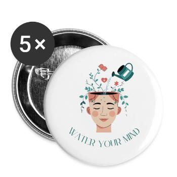Bewusstseinspflege water your mind - Lot de 5 petits badges (25 mm) - blanc - Devant