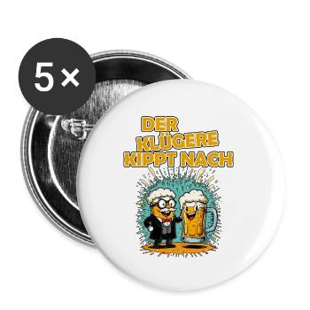 german pun "The cleverer one tips over" funny party - Buttons small 1''/25 mm (5-pack) - white - Front