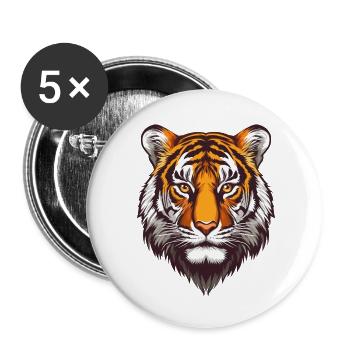 Tête de tigre :) - Lot de 5 petits badges (25 mm) - blanc - Devant