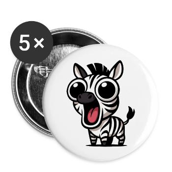 Süßes Zebra Cartoon mit Glubschaugen Freude  - Buttons klein 25 mm (5er Pack) - Weiß - Vorne
