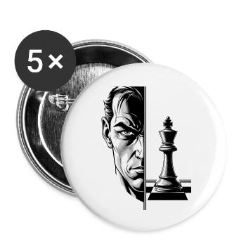 Schwarz-Weiß-Schach-Mastermind-Porträt - Buttons klein 25 mm (5er Pack) - Weiß - Vorne
