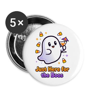 🎃👻Festive Ghost with Cocktail - Only for Boos - Buttons small 1''/25 mm (5-pack) - white - Front