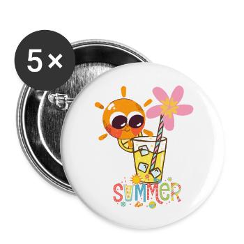 Sommerstimmung – schöne Sonne und Getränk. - Buttons klein 25 mm (5er Pack) - Weiß - Vorne