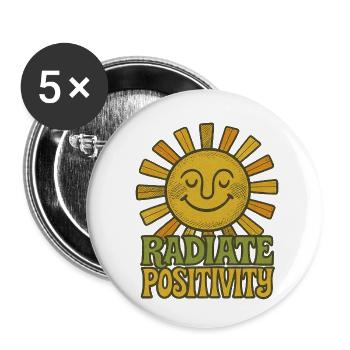 Radiate Positivity Sun Illustration - Buttons small 1''/25 mm (5-pack) - white - Front