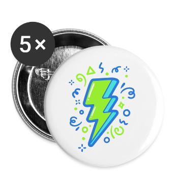 Energiestrahl mit Neonfarben - Buttons klein 25 mm (5er Pack) - Weiß - Vorne