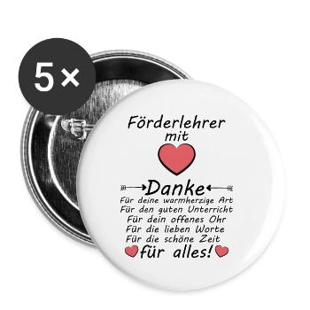 Förderlehrer Danke sagen zum Abschied - Buttons klein 25 mm (5er Pack) - Weiß - Vorne