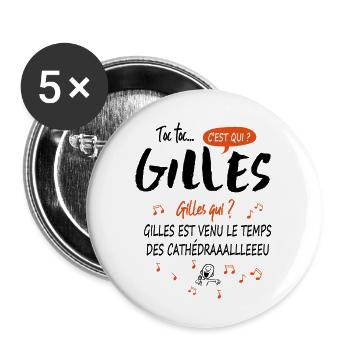 Name Gilles Birthday Gift idea man - Buttons small 1''/25 mm (5-pack) - white - Front