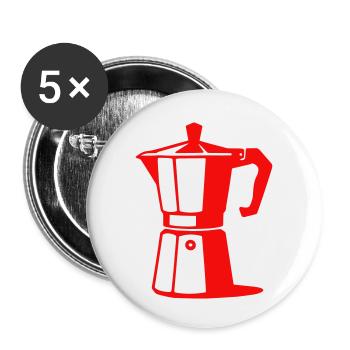 Coffee Pot Illustration for Cafe Lovers - Buttons small 1''/25 mm (5-pack) - white - Front