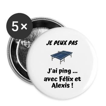 Ich kann nicht - ich habe Ping mit Felix und Alexis - Buttons klein 25 mm (5er Pack) - Weiß - Vorne