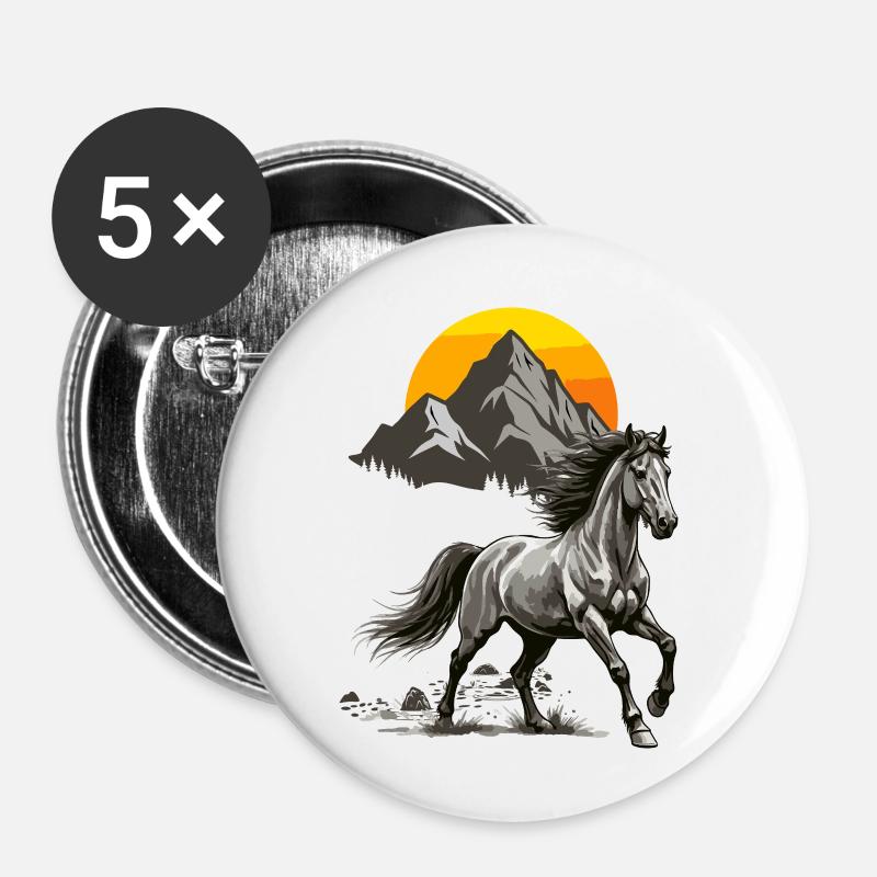 Galloping Summit Sunset - Buttons small 1''/25 mm (5-pack) - white