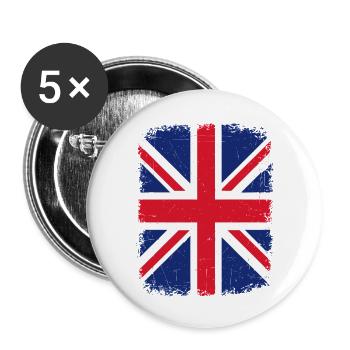 Distressed Union Jack Graphic - Buttons small 1''/25 mm (5-pack) - white - Front