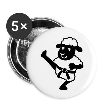 Karate Sheep - Buttons small 1''/25 mm (5-pack) - white - Front
