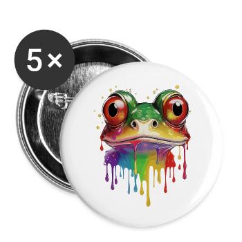Splash of Color Frog Portrait - Buttons small 1''/25 mm (5-pack) - white - Front
