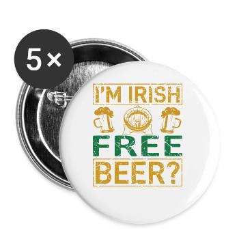 Irish Free Beer - Buttons small 1''/25 mm (5-pack) - white - Front