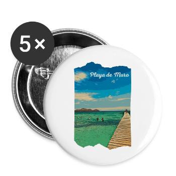 Playa de Muro - Majorque - Lot de 5 petits badges (25 mm) - blanc - Devant